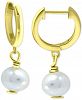 Giani Bernini Cultured Freshwater Pearl (8mm) Dangle Hoop Drop Earrings, Created for Macy's