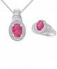Pink Topaz (3 ct. t. w. ) & Diamond Accent Pendant Necklace and Matching Ring in Sterling Silver