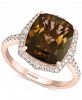 Effy Smoky Quartz (4-1/2 ct. t. w. ) & Diamond (1/3 ct. t. w. ) Ring in 14k Rose Gold