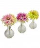 Nearly Natural Daisy Artificial Arrangement with Glass Vase, Set of 3
