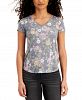 Style & Co Petite Floral-Print V-Neck T-Shirt, Created for Macy's