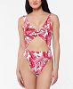 Jessica Simpson Printed Paradiso Palm O-Ring Cut-Out One-Piece Swimsuit Women's Swimsuit