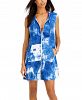 J Valdi Tie-Dyed Print Hoodie Cover-Up Tunic Women's Swimsuit