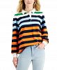 Charter Club Women's Striped Rugby Knit Polo Top, Created for Macy's