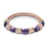 Strength Of Amethyst Copper Stretch Bracelet Featuring Copper Beads Engraved With The Words Passion, Serenity, Wisdom, Protection, Awakening & Beauty