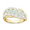 Genuine Beauty Women's 18K Gold-Plated Ring Adorned With 5 Colourful Ethiopian Opal Centre Stones And Accented With 40 White Topaz Stones