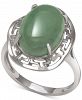 Dyed Jade (10mm x 14mm) Greek Key Statement Ring in Sterling Silver