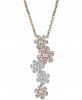 Diamond Tri-Color Flower 18" Pendant Necklace (3/8 ct. t. w. ) in 14k White Gold, 14k Gold and 14k Rose Gold