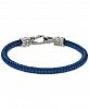 Esquire Men's Jewelry Blue and Black Woven Bracelet in Stainless Steel, Created for Macy's