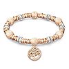 Tree Of Life Copper Bracelet Adorned With 6 Silver-Tone Rondelles Inscribed With Inspirational Words And A Sculpted Charm With A Milgrain Border