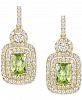 Peridot (1-1/4 ct. t. w. ) & Lab-Created White Sapphire (5/8 ct. t. w. ) Halo Stud Earrings in 14k Gold-Plated Sterling Silver