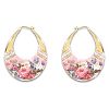 Gold-Toned Hoop Earrings Featuring Colorful Floral Art With 12 Crystal Accents With A Portion Of The Proceeds To Help Support Breast Cancer Awareness
