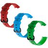 3Pcs Water Resistant Soft TPU Silicone Replacement Strap Wristbands Bands - Red/Blue/Green - Large