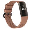 Water Resistant Soft TPU Silicone Replacement Sport Fitness Strap Wristbands For Fitbit Charge3 - Small / Brown