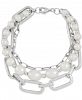 Cultured Freshwater Pearl (5-1/2-9-1/2mm) Three Layer Paperclip Chain Bracelet in Sterling Silver