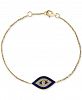 Effy Blue Enamel & Diamond (1/8 ct. t. w. ) Evil Eye Chain Bracelet in 14k Gold