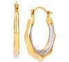 Two-Tone Octagon Hoop Earrings in 14k Gold & White Rhodium-Plate