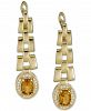 Citrine (1-3/8 ct. t. w. ) & White Topaz Accent Panther Link Drop Earrings in 14k Gold-Plated Sterling Silver