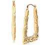 Ornately Textured Triangle Hoop Earrings in 14k Gold