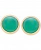 Green Agate Bezel Stud Earrings in 14k Gold-Plated Sterling Silver