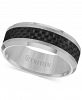 Triton Men's Tungsten Carbide Ring, Black Carbon Fiber Stripe Wedding Band