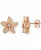 Effy Opal (1-7/8 ct. t. w. ) & Diamond (1/20 ct. t. w. ) Flower Stud Earrings in 14k Rose Gold