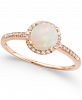 Opal (3/4 ct. t. w. ) and Diamond (1/8 ct. t. w. ) Ring in 14k Rose Gold