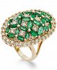 Emerald (3-1/5 ct. t. w. ) and Diamond (1-3/4 ct. t. w. ) Floral-Inspired Ring in 14k Gold