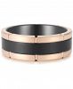 Men's Two-Tone Notched Band in Rose & Black Ion-Plated Tantalum