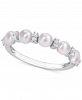 Cultured Freshwater Pearl (3-1/2-4mm) & White Topaz (1/8 ct. t. w. ) Ring in Sterling Silver
