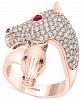 Effy Diamond (1-1/6 ct. t. w. ) & Ruby (1/10 ct. t. w. ) Horse Ring in 14k Rose Gold