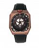 Reign Asher Automatic Genuine Brown Case, Black Leather Watch 47mm