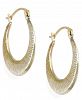 Ribbed Hoop Earrings in 10k Gold, 15mm