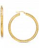 Textured Round Hoop Earrings in 10k Gold, 40mm