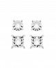 Diamond Round and Square Stud Earring Set ( 1/6 ct. t. w. ) in sterling silver
