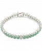 Emerald (8 ct. t. w. ) & White Sapphire (1/4 ct. t. w. ) Tennis Bracelet in Sterling Silver