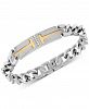 Men's Diamond Two-Tone Id Plate Chain Bracelet in Stainless Steel & 18k Gold