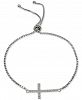 Giani Bernini Cubic Zirconia East-West Cross Bolo Bracelet in Sterling Silver, Created for Macy's