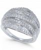 Diamond Multi-Row Cluster Ring (1 ct. t. w. ) in Sterling Silver