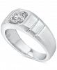 Men's Certified Diamond (1/2 ct. t. w. ) Wide Band Solitaire Engagement Ring in 14k White Gold