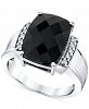 Onyx & Diamond (1/10 ct. t. w. ) Statement Ring in Sterling Silver