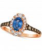 Le Vian Cornflower Ceylon Blue Sapphire (5/8 ct. t. w. ) & Diamond (1/2 ct. t. w. ) Oval Halo Ring in 14k Rose Gold