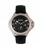 Breed Quartz Tempe Black And Silver Genuine Leather Watches 43mm