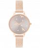 Olivia Burton Women's Pearly Queen Rose Gold-Tone Stainless Steel Mesh Bracelet Watch 34mm