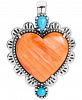 American West Orange Spiny & Turquoise Heart Charm Pendant Enhancer