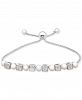 Cultured Freshwater Pearl (4-1/2mm) & Diamond Accent Bolo Bracelet in Sterling Silver
