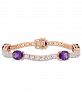 Amethyst (12 ct. t. w. ) and White Topaz (9 ct. t. w. ) Station Link Bracelet in 18k Rose Gold over Sterling Silver