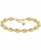 Italian Gold Textured Bead Link Bracelet in 14k Gold-Plated Sterling Silver