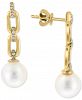 Effy Cultured Freshwater Pearl (8mm) & Diamond (1/10 ct. t. w. ) Link Drop Earrings in 14k Gold