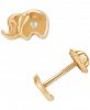 Children's Cubic Zirconia Elephant Stud Earrings in 14k Gold